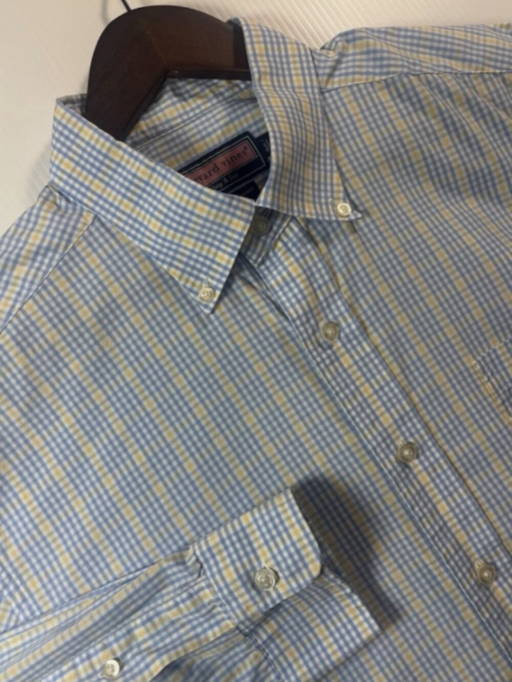 Vineyard Vines Murray Long Sleeve Button Down Blue & Yellow Plaid Size L